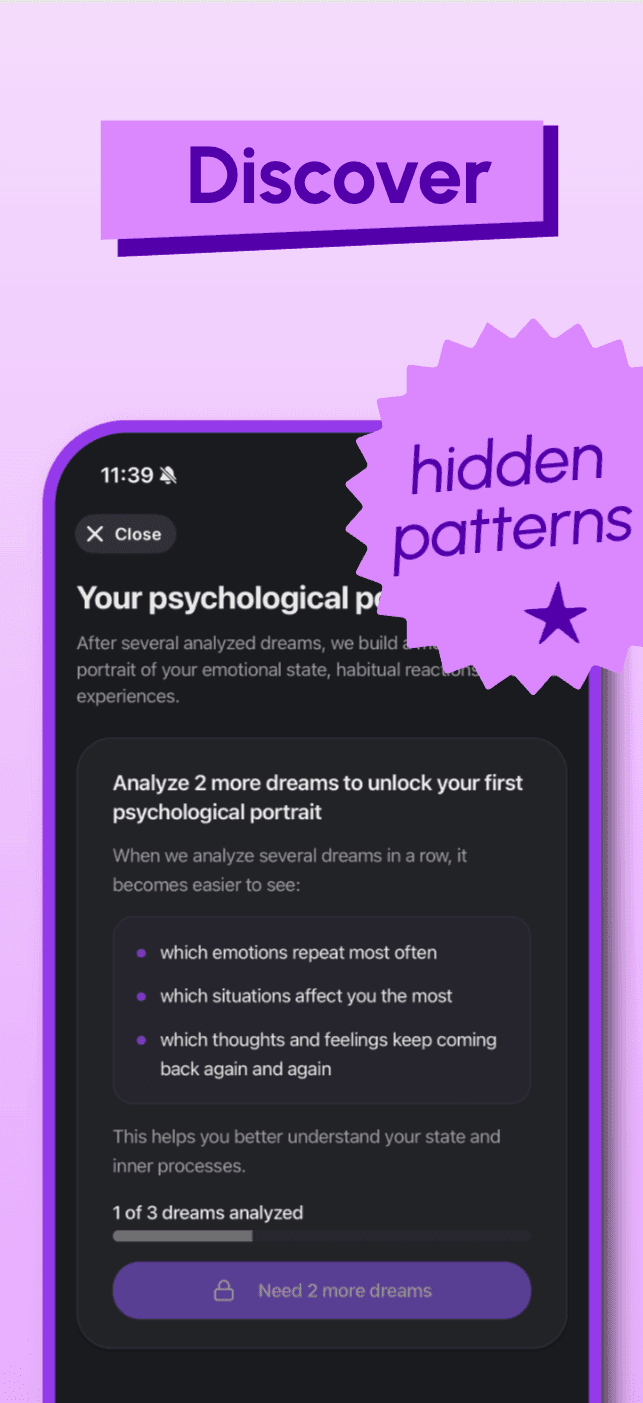 DreamLab psychological patterns screen